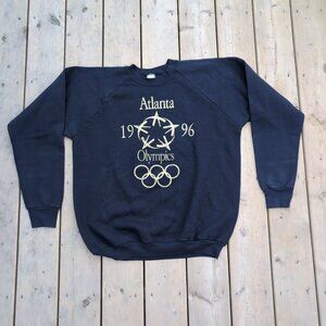 Vintage 99s Atlanta Sweatshirt Men's Black Fleece Olympic Crew neck Pullover